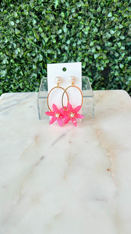 Petal & Pearl Oval Earrings Pink