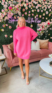 Mara Turtleneck Dress Pink Rose