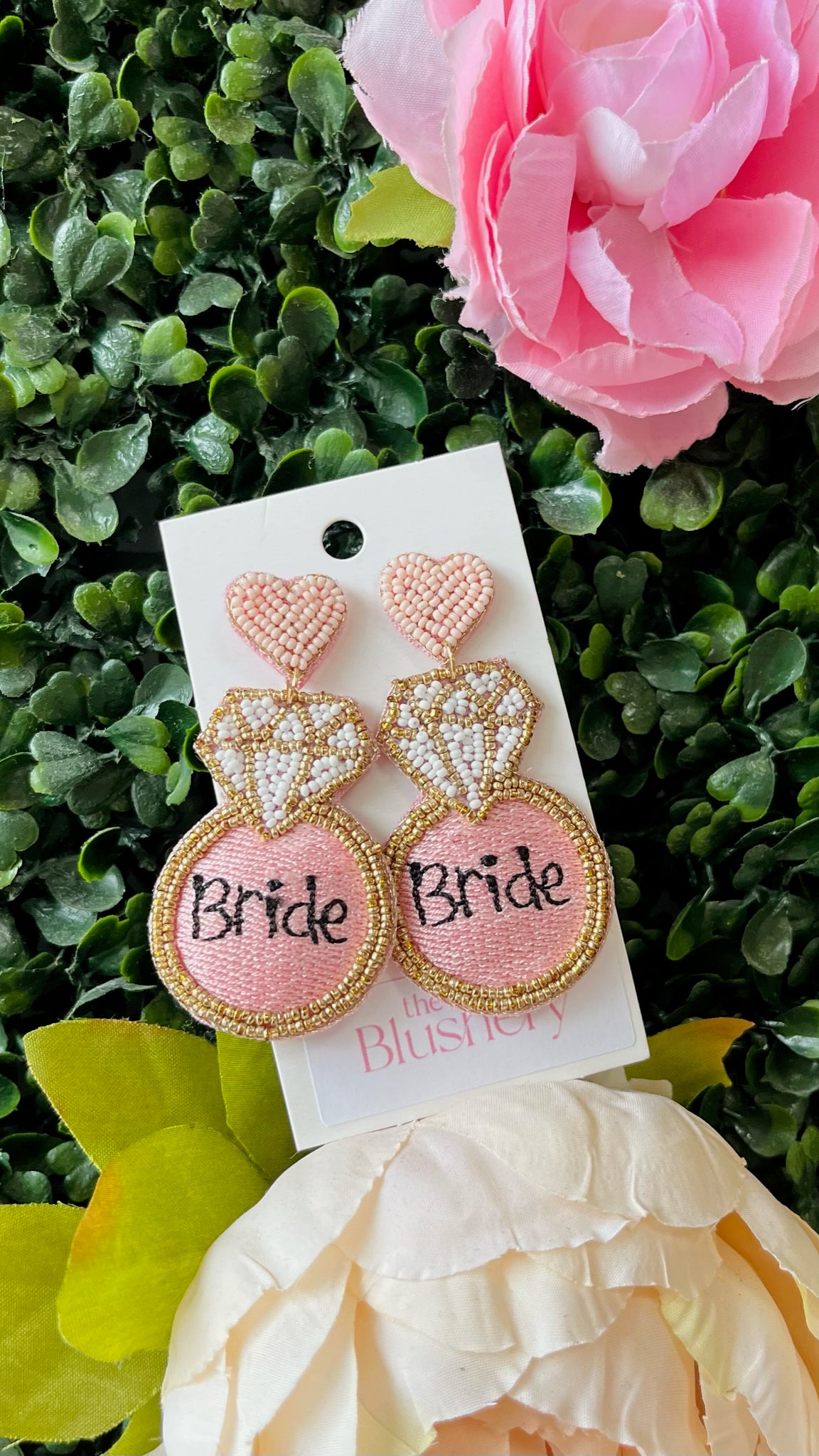 Bride Ring Earrings Pink