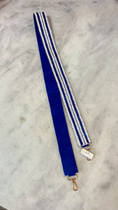 Blue & White Stripe Sequin Bag Strap
