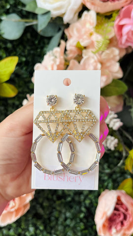 Gold Diamond Ring Earrings