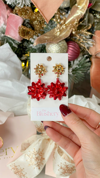 2 Christmas Gift Bow Earrings