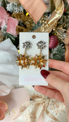 2 Christmas Gift Bow Earrings